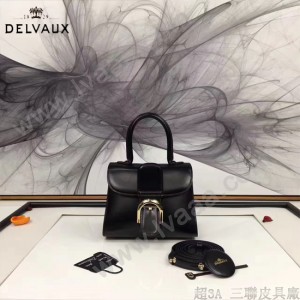 Delvaux-04-4 時尚復古brilliant 黑色原版BOX光面牛皮手提單肩包