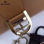Delvaux-19-8 潮人必備新款brillant土黃色原版牛皮豎款大號手提單肩包