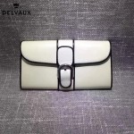 Delvaux-20 名媛必備Brillan Frence Box原單黑白配牛皮翻蓋長款錢包