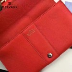 Delvaux-21-4 時尚復古Brillan Frence紅色原版牛皮翻蓋錢包手拿包