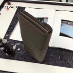 Delvaux-21-3 時尚復古Brillan Frence深灰色原版牛皮翻蓋錢包手拿包