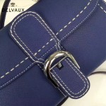 Delvaux-014-4 百搭新款手工車線brillan藍色原版TOGO皮橫款大號手袋