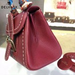 Delvaux-014-7 潮流百搭手工車線brillan紅色原版TOGO皮手提單肩包