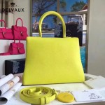 Delvaux-19-9 潮人必備新款brillant黃色原版牛皮豎款大號手提單肩包