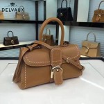 Delvaux-014-5 百搭新款手工車線brillan土黃色原版TOGO皮橫款大號手袋