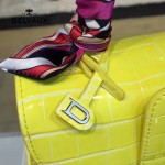 Delvaux-029-5 Sellier Brillant鱷魚紋牛皮 小羊皮內裏可調節肩帶原裝禮盒手提單肩斜挎包