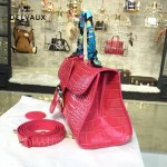 Delvaux-031-3 Sellier Brillant鱷魚紋牛皮 小羊皮內裏可調節肩帶原裝禮盒橫款手提單肩斜挎包