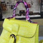 Delvaux-030-5 Sellier Brillant鱷魚紋牛皮 小羊皮內裏可調節肩帶原裝禮盒手提單肩斜挎包