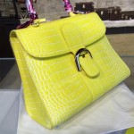 Delvaux-030-5 Sellier Brillant鱷魚紋牛皮 小羊皮內裏可調節肩帶原裝禮盒手提單肩斜挎包
