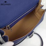 Delvaux-014-4 百搭新款手工車線brillan藍色原版TOGO皮橫款大號手袋