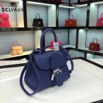 Delvaux-017-5 人氣熱銷brillant藍色原版粒面牛皮手提單肩包