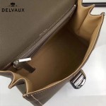 Delvaux-013-2 百搭新款手工車線brillan深灰色原版TOGO皮豎款大號手袋