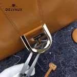 Delvaux-026 新款原版box皮系列焦糖色拼色進口手提包