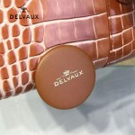 Delvaux-030-2 Sellier Brillant鱷魚紋牛皮 小羊皮內裏可調節肩帶原裝禮盒手提單肩斜挎包