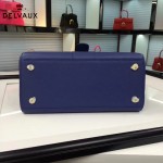 Delvaux-19-5 潮人必備新款brillant藍色原版牛皮豎款大號手提單肩包