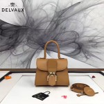 Delvaux-04-7 時尚復古brilliant 土黃色原版BOX光面牛皮手提單肩包