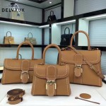 Delvaux-013-6 百搭新款手工車線brillan土黃色原版TOGO皮豎款大號手袋