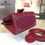 Delvaux-014-7 潮流百搭手工車線brillan紅色原版TOGO皮手提單肩包