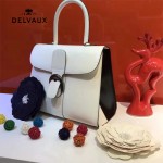 Delvaux-027 新款原版box皮系列白色槍扣手提包