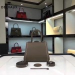 Delvaux-015-2 潮流百搭手工車線brillan深灰色色原版TOGO皮手提單肩包