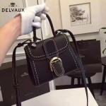 Delvaux-015-6 潮流百搭手工車線brillan黑色原版TOGO皮手提單肩包