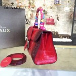 Delvaux-031 Sellier Brillant鱷魚紋牛皮 小羊皮內裏可調節肩帶原裝禮盒橫款手提單肩斜挎包