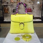 Delvaux-030-5 Sellier Brillant鱷魚紋牛皮 小羊皮內裏可調節肩帶原裝禮盒手提單肩斜挎包