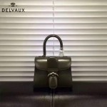 Delvaux-04-8 時尚復古brilliant 軍綠色原版BOX光面牛皮手提單肩包