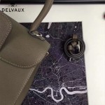 Delvaux-17-7 人氣熱銷brillant深灰色原版粒面牛皮手提單肩包