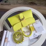 Delvaux-18-7 名媛必備brillant黃色原版粒面牛皮橫款大號手袋