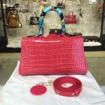 Delvaux-031-3 Sellier Brillant鱷魚紋牛皮 小羊皮內裏可調節肩帶原裝禮盒橫款手提單肩斜挎包
