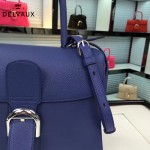 Delvaux-19-5 潮人必備新款brillant藍色原版牛皮豎款大號手提單肩包