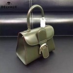 Delvaux-04-8 時尚復古brilliant 軍綠色原版BOX光面牛皮手提單肩包