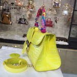 Delvaux-031-4 Sellier Brillant鱷魚紋牛皮 小羊皮內裏可調節肩帶原裝禮盒橫款手提單肩斜挎包
