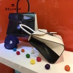 Delvaux-027 新款原版box皮系列白色槍扣手提包