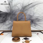 Delvaux-05-6 復古風brilliant 土黃色原版BOX光面牛皮大號手提單肩包
