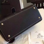 Delvaux-013-7 百搭新款手工車線brillan黑色原版TOGO皮豎款大號手袋