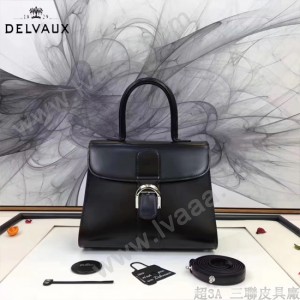 Delvaux-05-5 復古風brilliant 黑色原版BOX光面牛皮大號手提單肩包