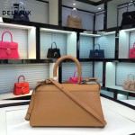 Delvaux-18-6 名媛必備brillant土黃色原版粒面牛皮橫款大號手袋