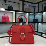 Delvaux-19-2 潮人必備新款brillant紅色原版牛皮豎款大號手提單肩包