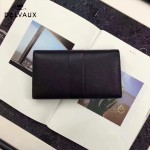 Delvaux-21 時尚復古Brillan Frence黑色原版牛皮翻蓋錢包手拿包