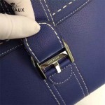 Delvaux-015-4 潮流百搭手工車線brillan藍色原版TOGO皮手提單肩包