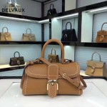 Delvaux-014-5 百搭新款手工車線brillan土黃色原版TOGO皮橫款大號手袋