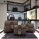 Delvaux-18-5 名媛必備brillant深灰色原版粒面牛皮橫款大號手袋