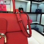 Delvaux-19-2 潮人必備新款brillant紅色原版牛皮豎款大號手提單肩包