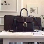 Delvaux-013-7 百搭新款手工車線brillan黑色原版TOGO皮豎款大號手袋