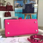 Delvaux-18 名媛必備brillant枚紅色原版粒面牛皮橫款大號手袋