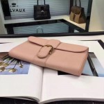 Delvaux-21-2 時尚復古Brillan Frence粉色原版牛皮翻蓋錢包手拿包