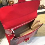 Delvaux-030 Sellier Brillant鱷魚紋牛皮 小羊皮內裏可調節肩帶原裝禮盒手提單肩斜挎包