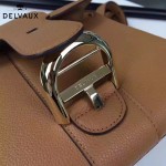 Delvaux-17-8 人氣熱銷brillant土黃色原版粒面牛皮手提單肩包